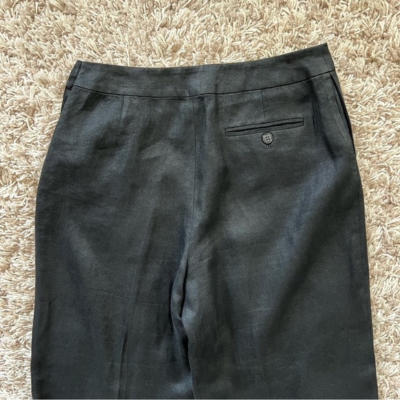Ralph Lauren Black Label - Straight Leg Linen Black Pants w/ Button Detail - Picture 12 of 15